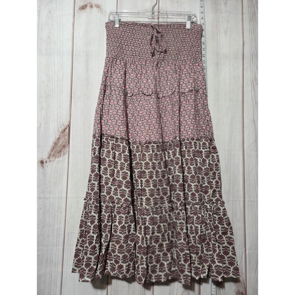 Ladies‎ Medium Tiered Strapless Dress Floral Smocked High Waist Long Casual